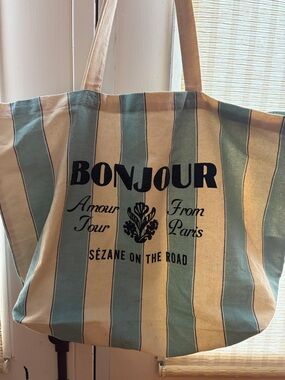 🇫🇷 Sézane Canvas Tote in Blue & Cream Stripes